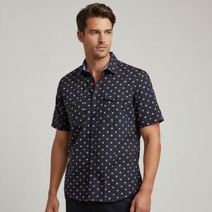 Tommy Bahama Men’s Cotton Button Up Shirt Short Sleeve Small Patriotic